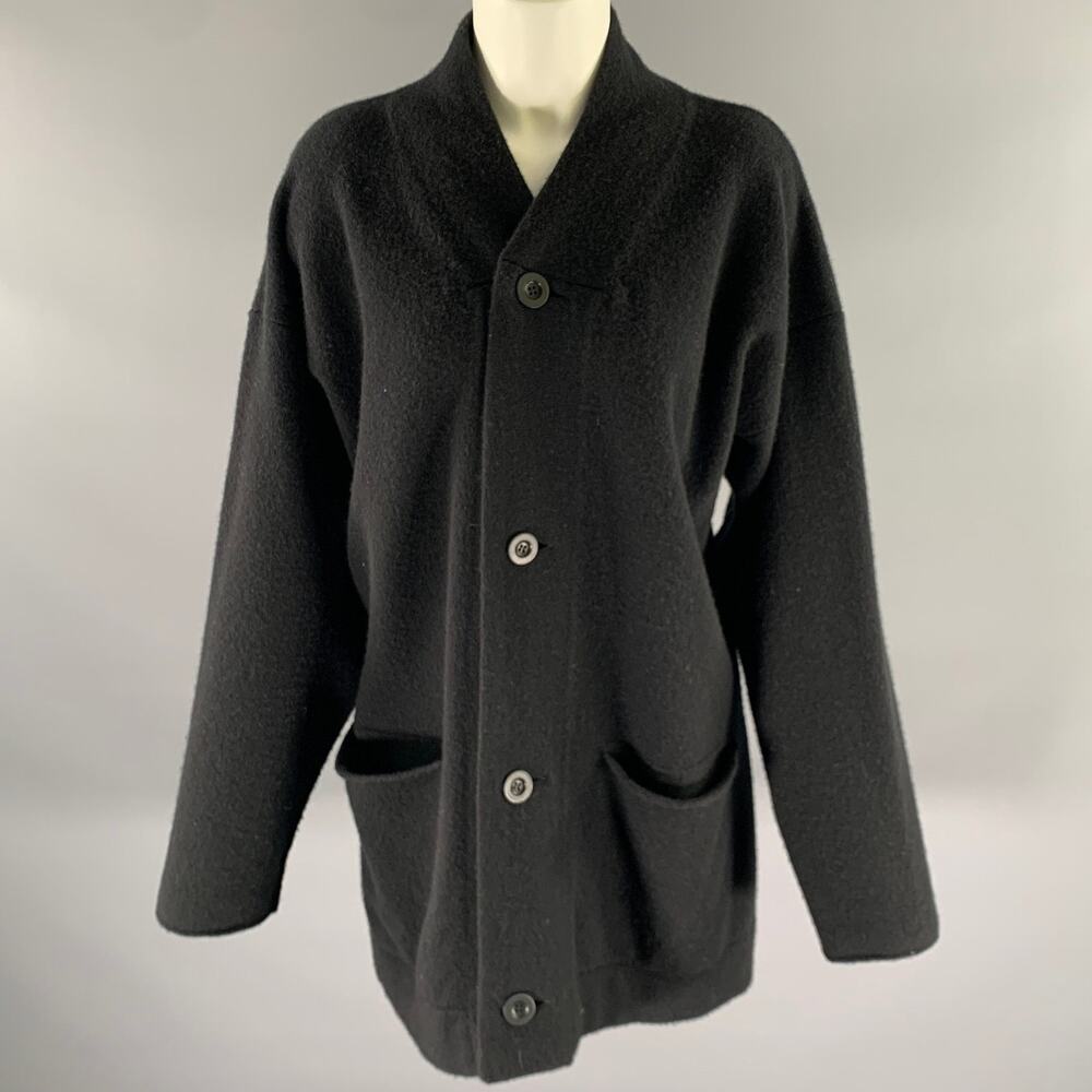 TOOGOOD Size M Black Felted Wool Long Cardigan